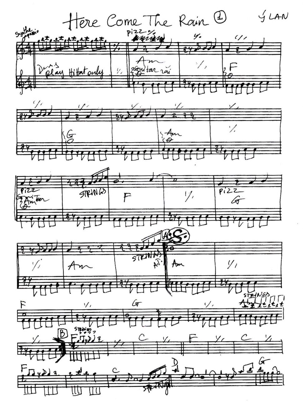 Here Come The Rain sheet