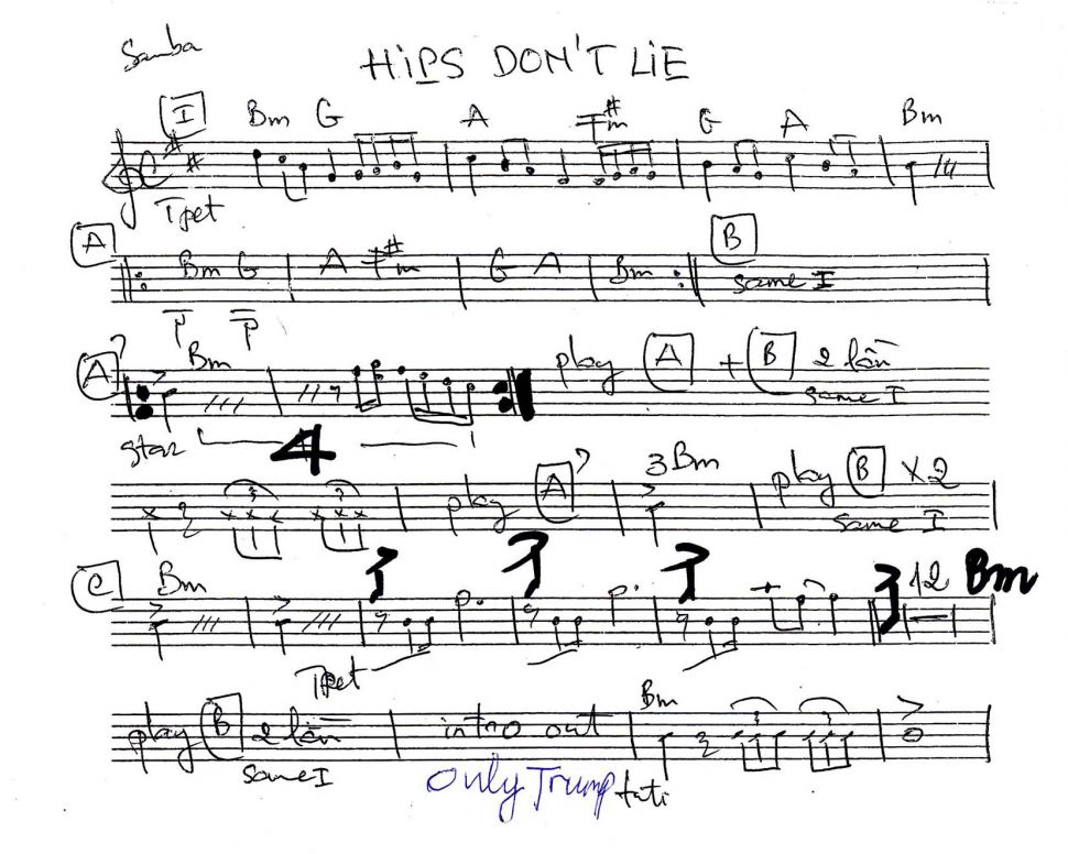 Hips Don't Lie sheet