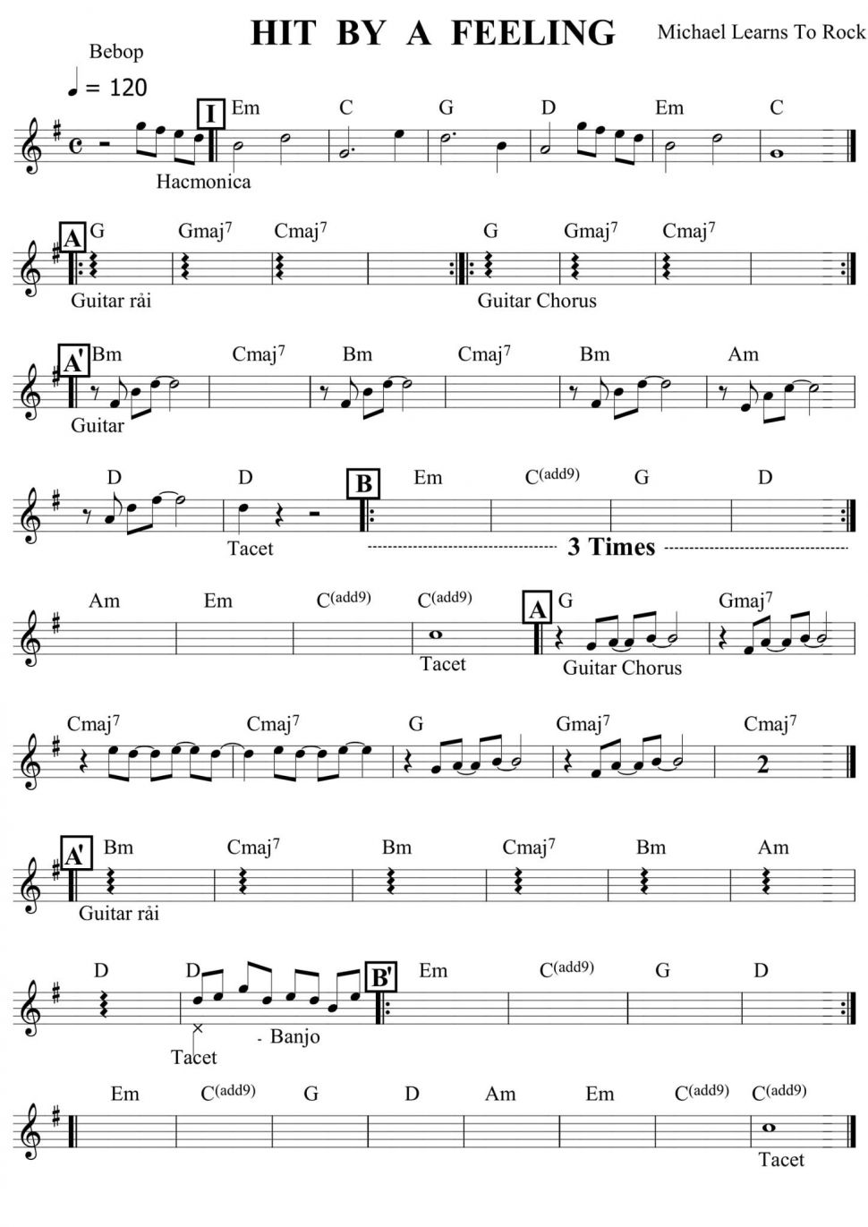 Hit By A Feeling sheet