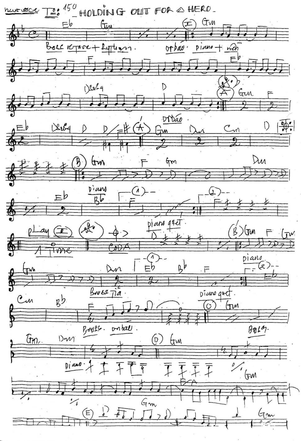 Holding Out For A Hero sheet