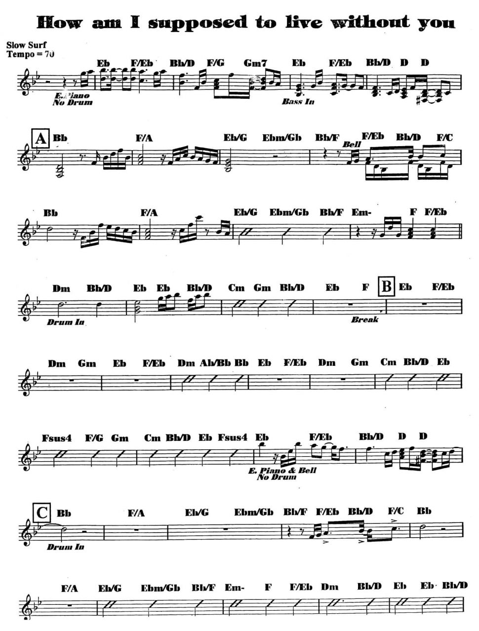 How Am I Supposed To Live Without You sheet