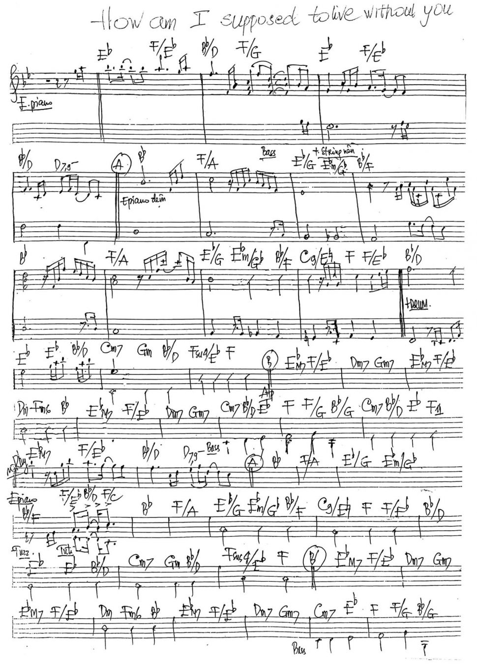 How Am I Supposed To Live Without You sheet