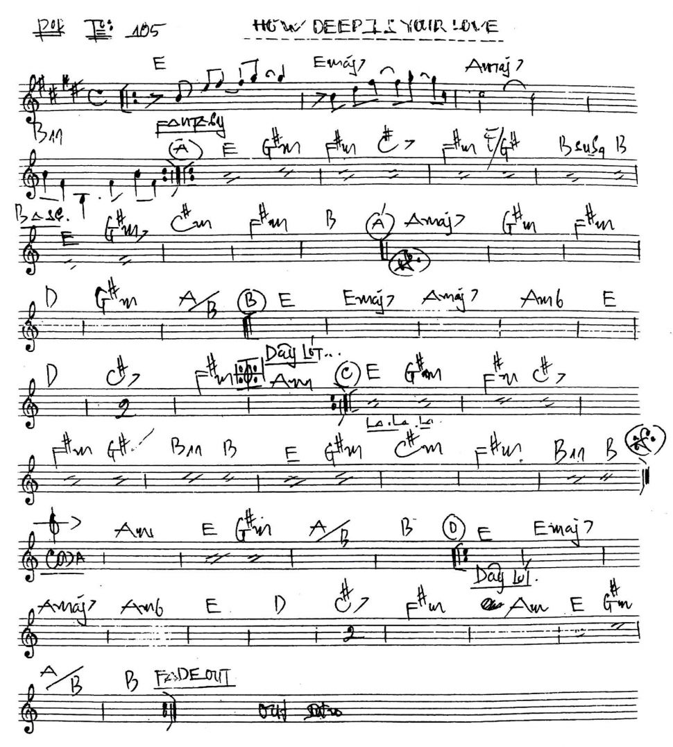 How Deep Is Your Love sheet