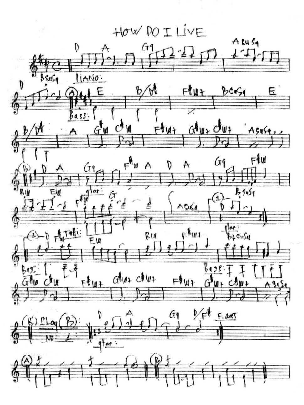 How Do I Live sheet