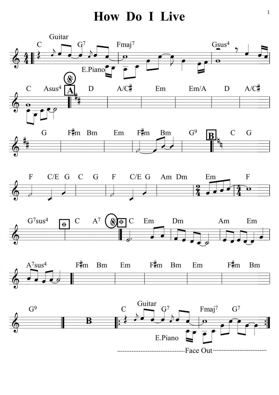 How Do I Live sheet