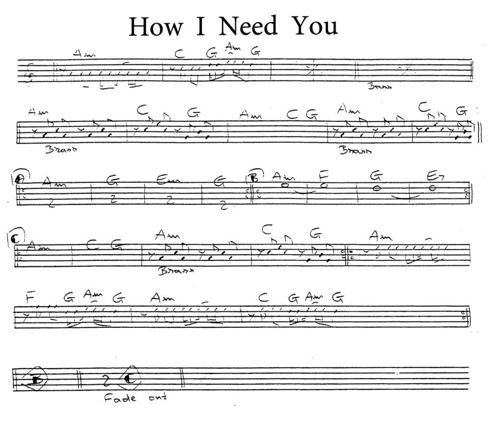 How I Need You sheet