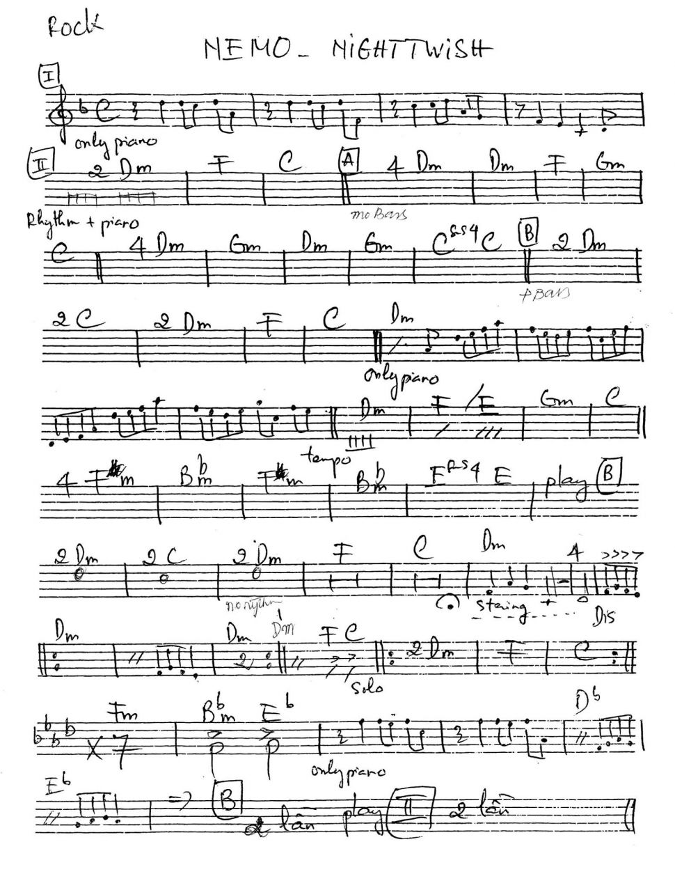 Nemo- Nighttwish sheet