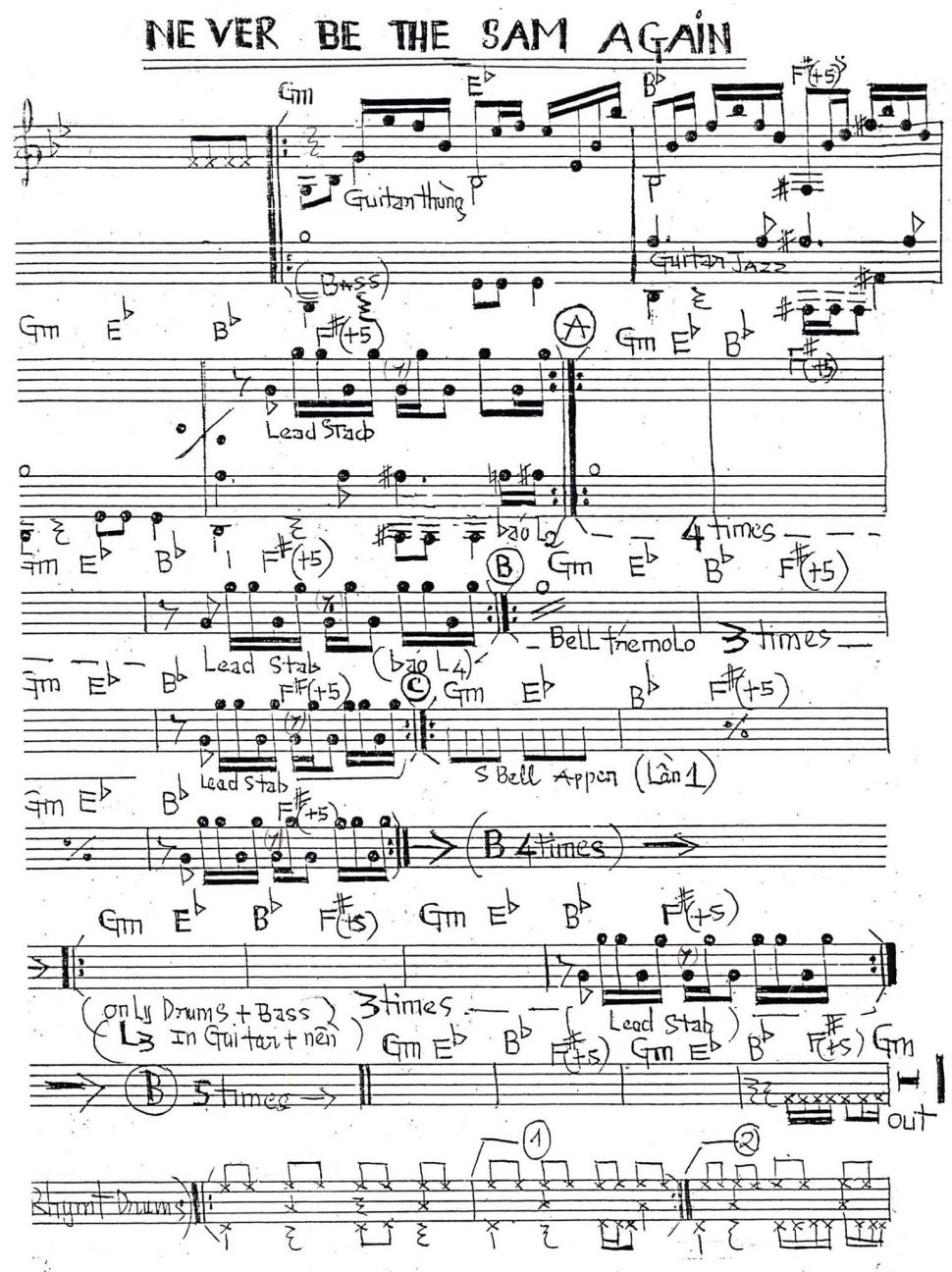 Never Be The Sam Again sheet