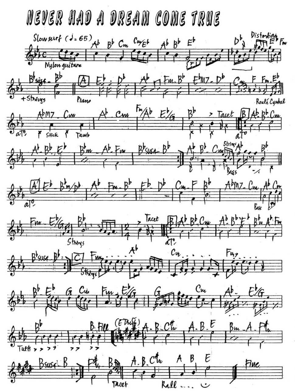 Never Had A Dream Come True sheet