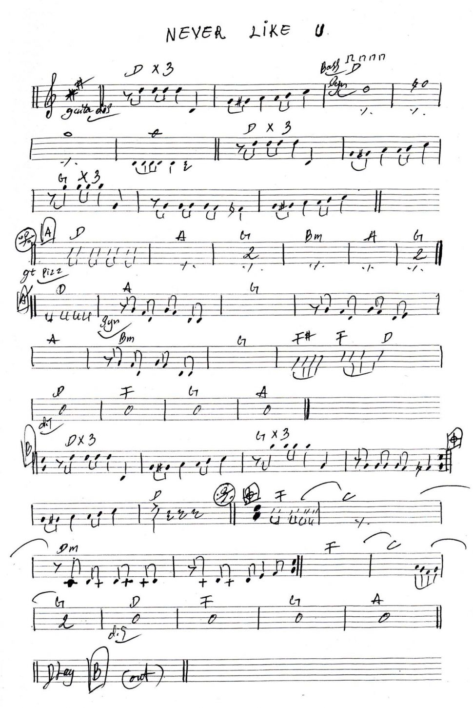 Never Like You sheet