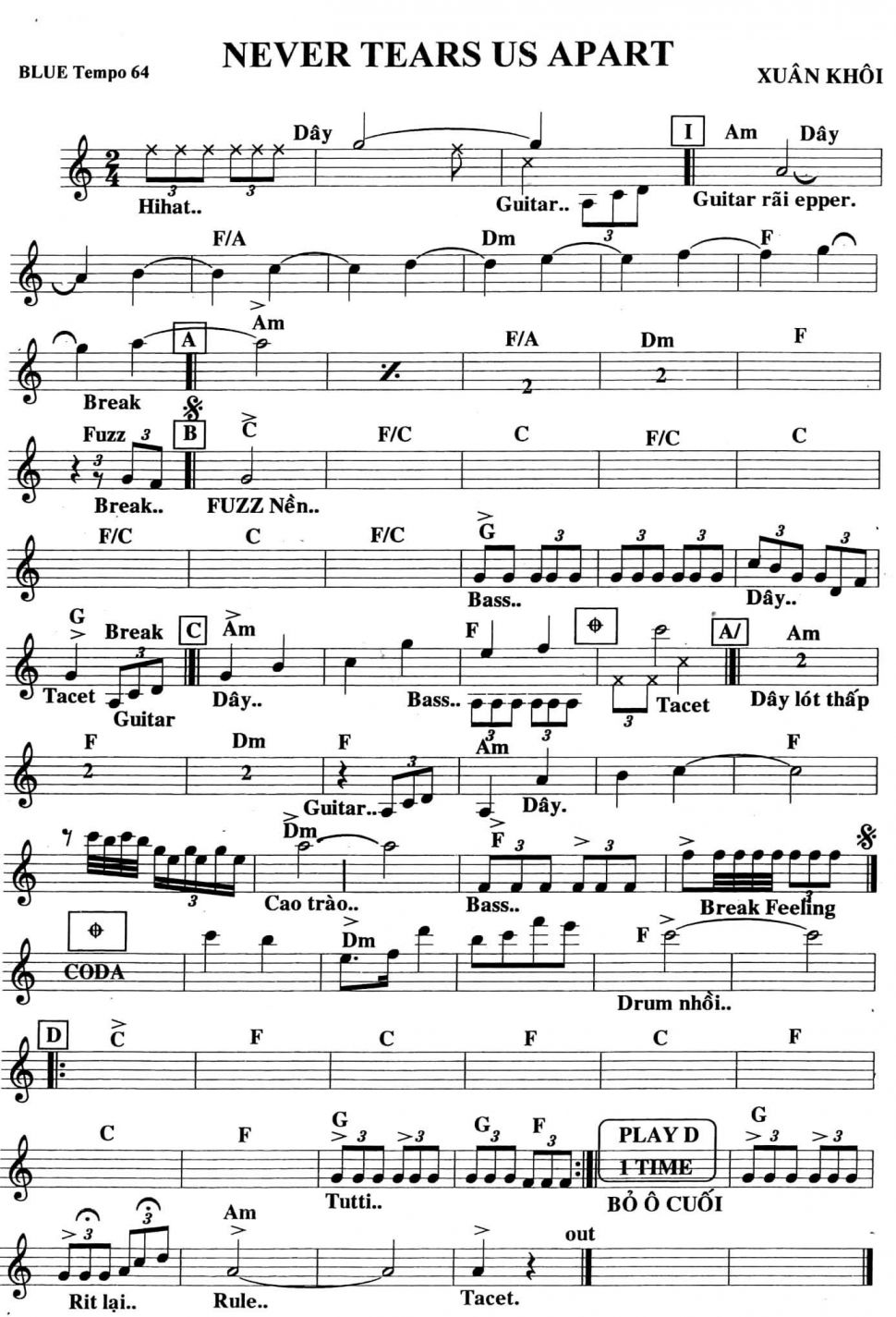 Never Tears Us Apart sheet