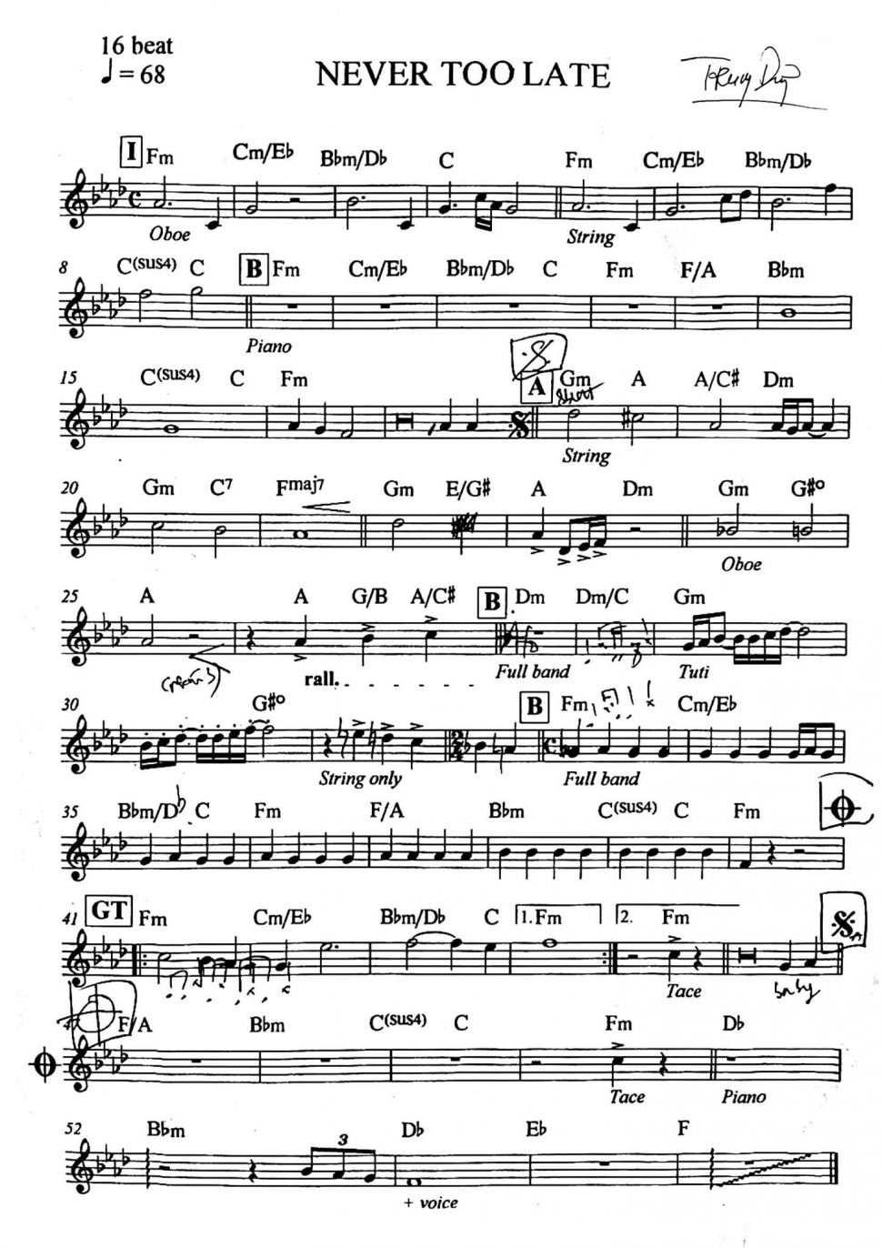 Never Too Late sheet