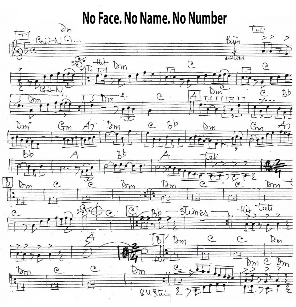 No Face No Name No Number sheet