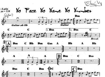 No Face No Name No Number sheet