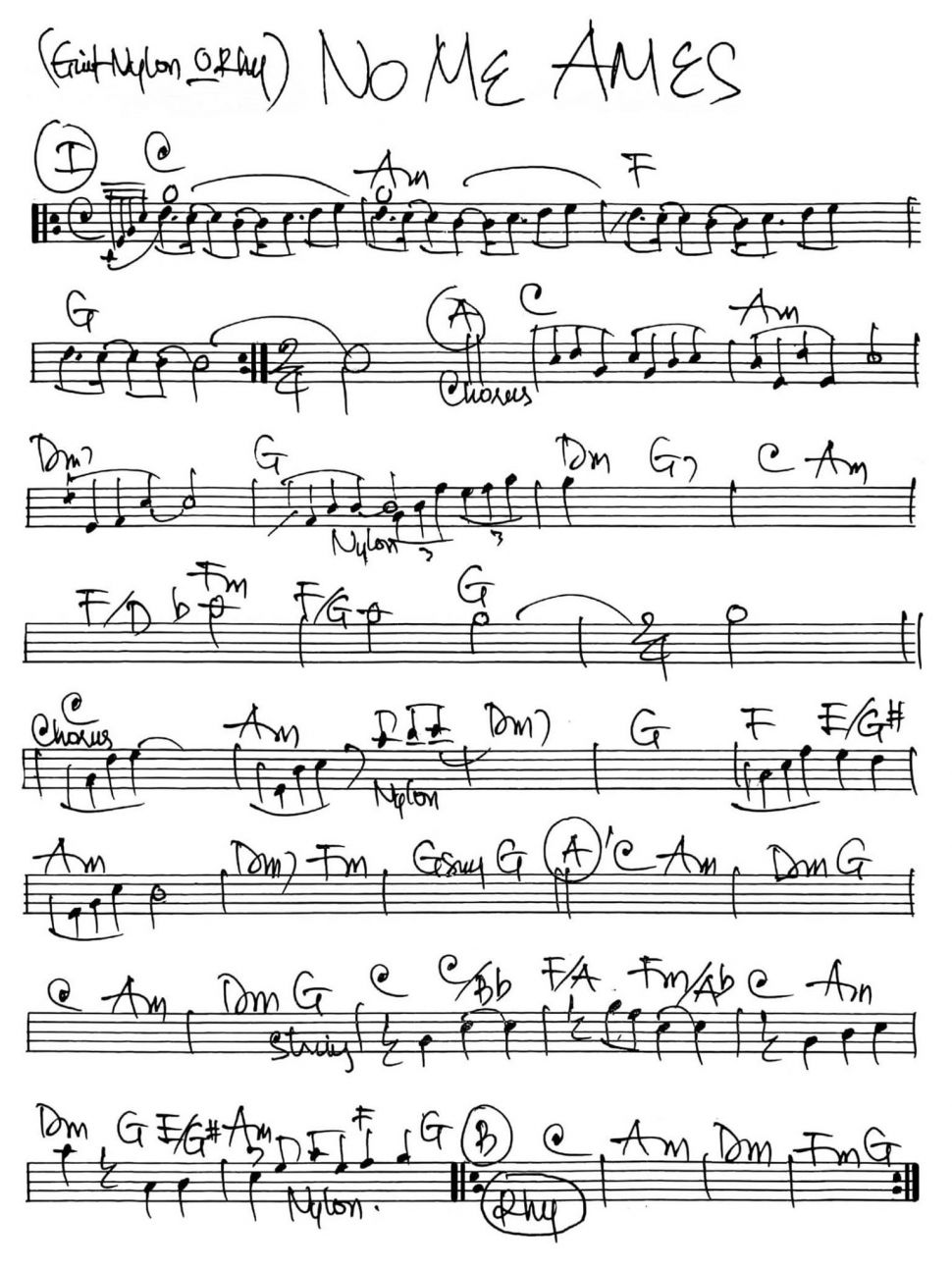 No Me Ames sheet