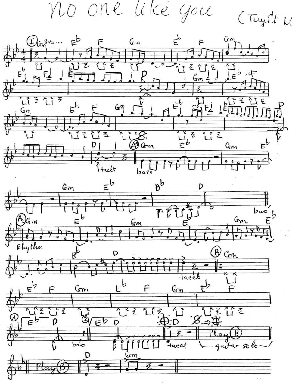 No One Like You sheet