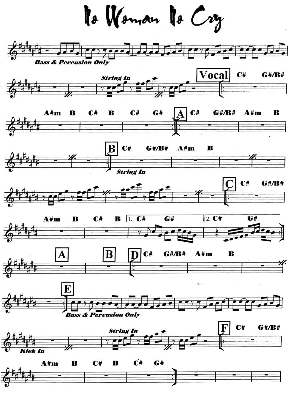 No Woman No Cry sheet