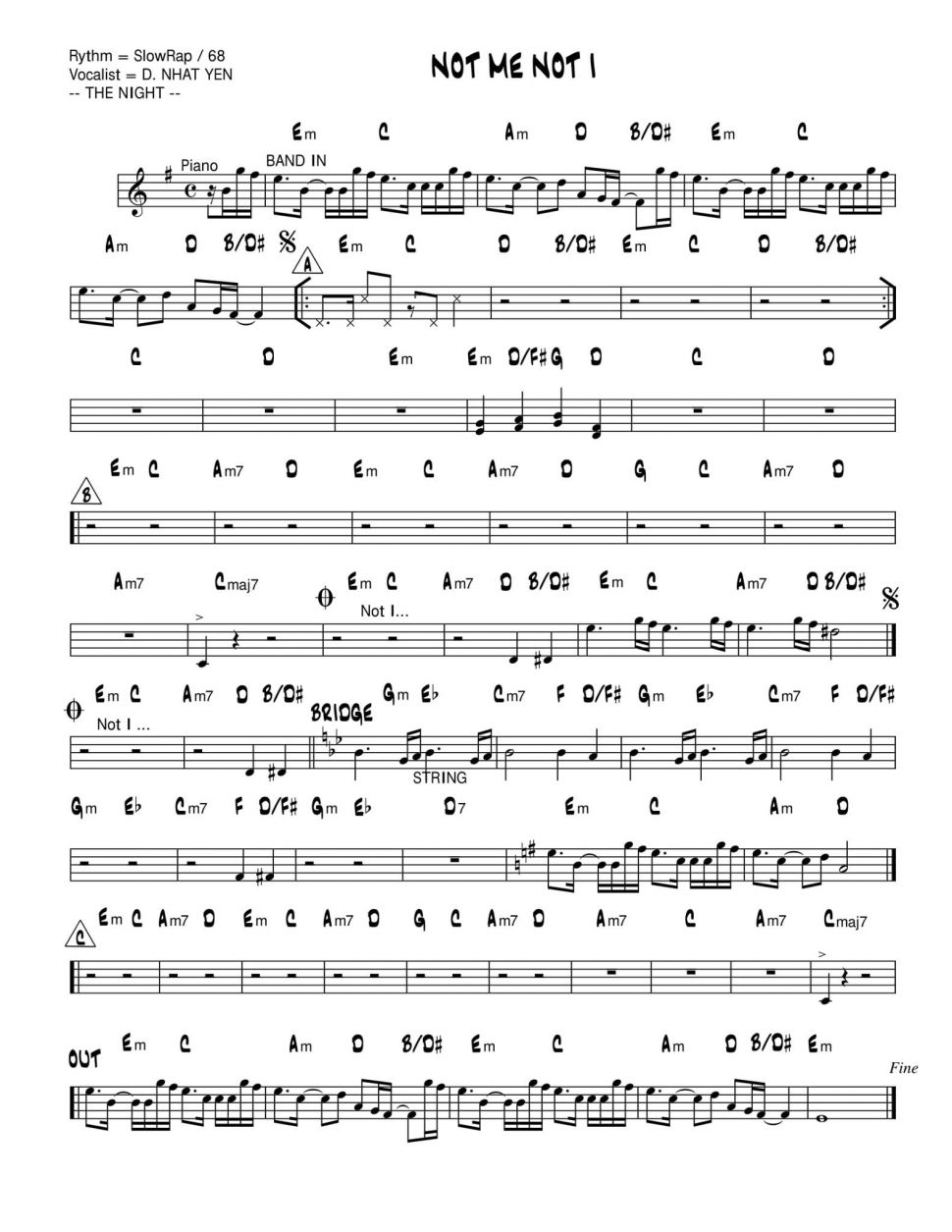 Not Me Not I sheet