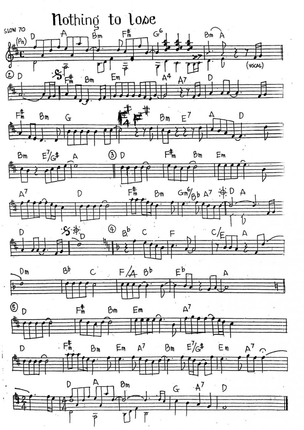 Nothing To Lose sheet