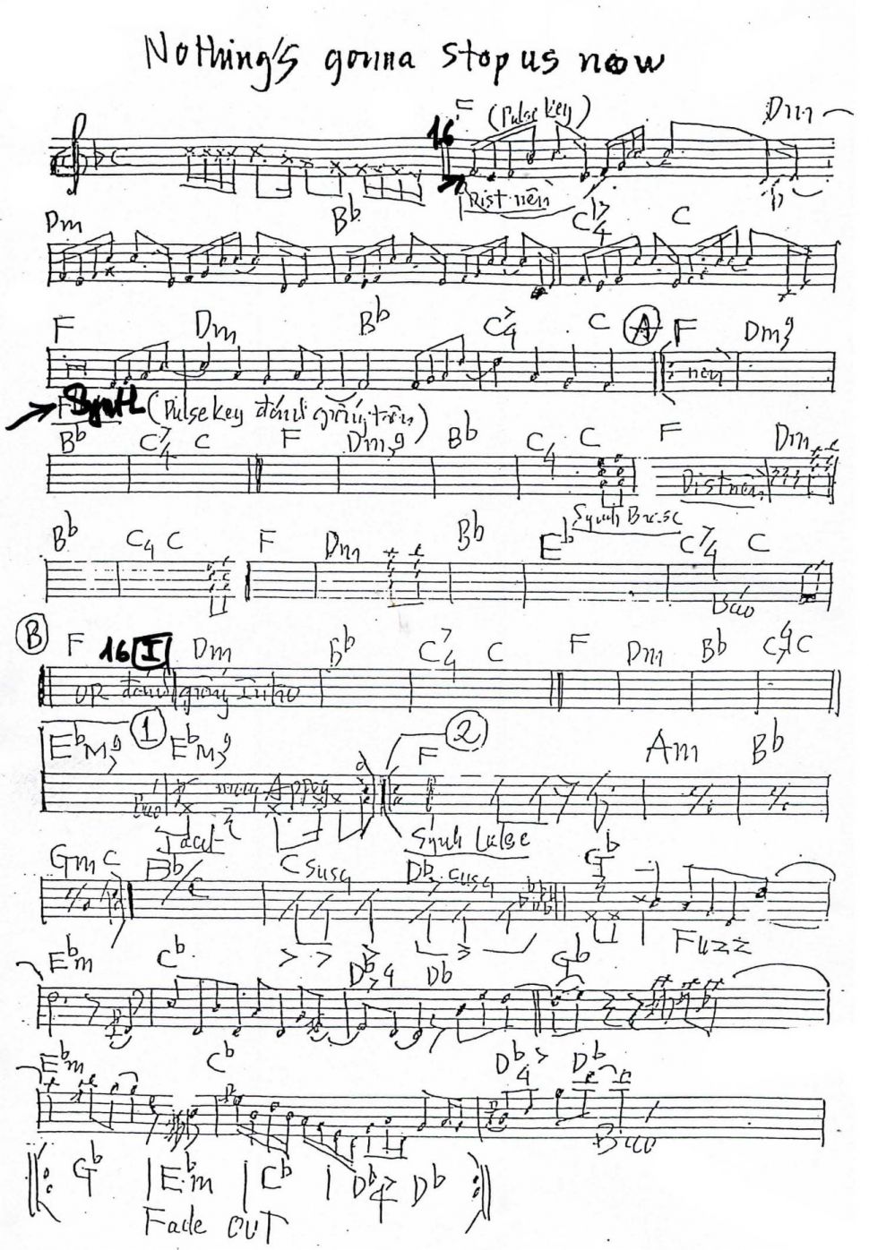 Nothing's Gonna Stop Us Now sheet