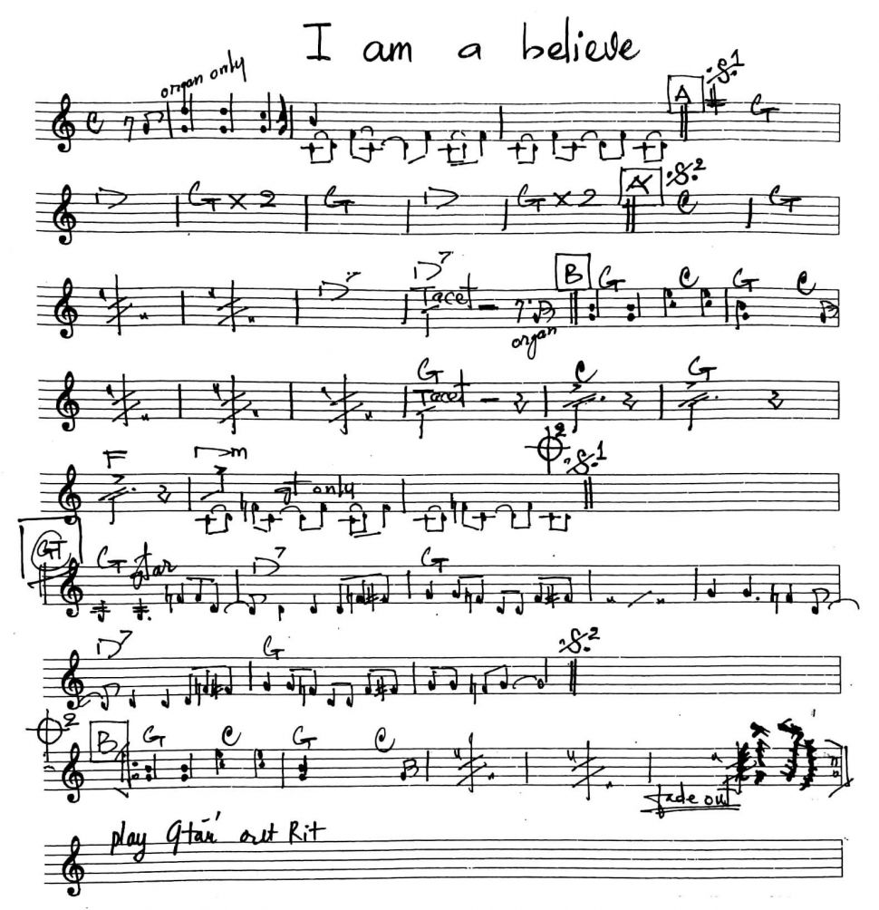 I Am A Believe sheet