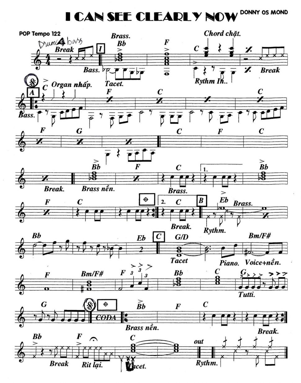 I Can See Clearly Now sheet