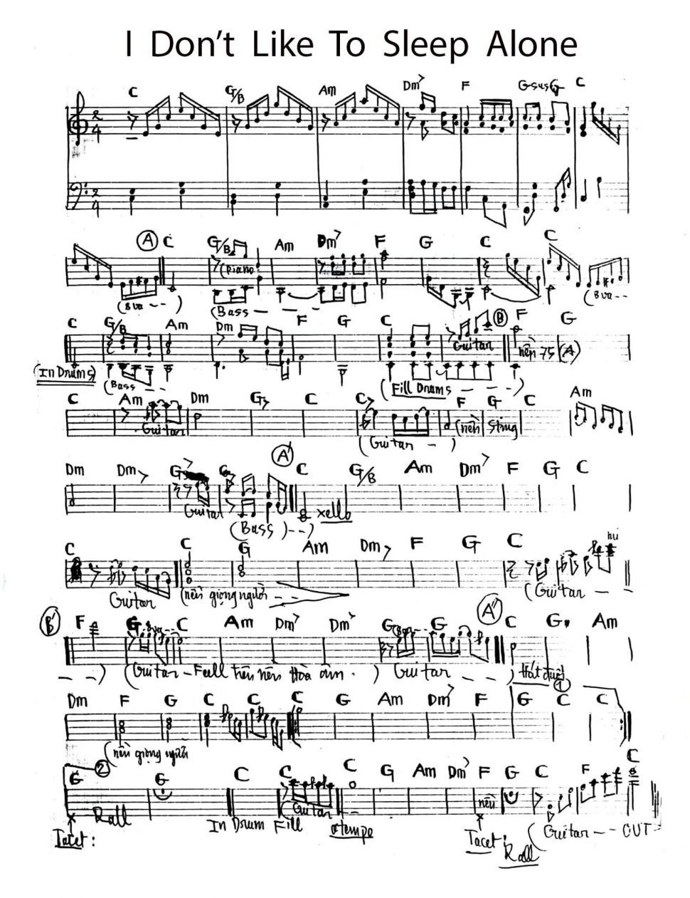 I Don't Like To Sleep Alone sheet