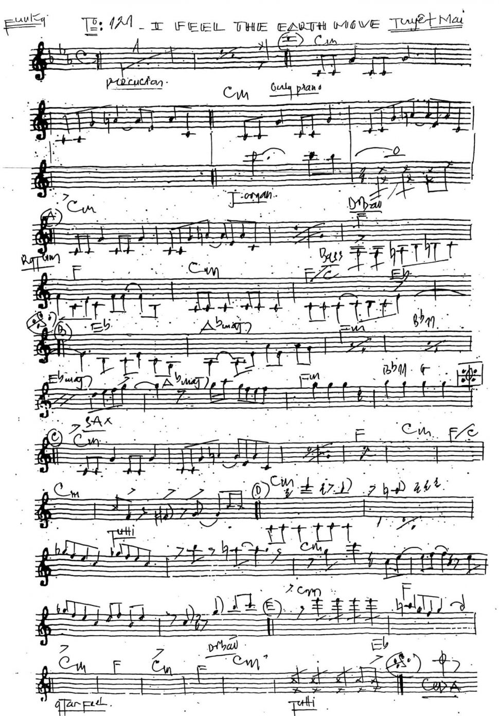 I Feel The Earth Move sheet