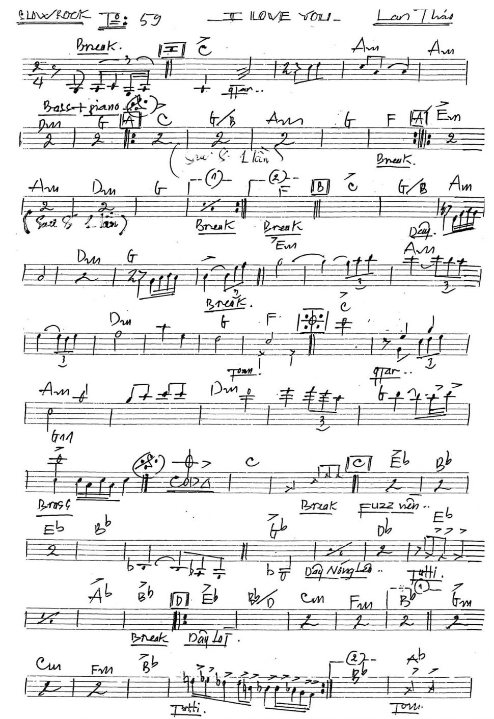 I Love You sheet