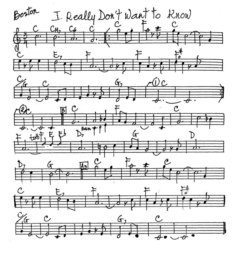 I Really Don't Want To Know sheet