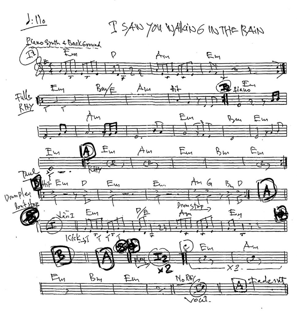 I Saw You Walking In The Rain sheet