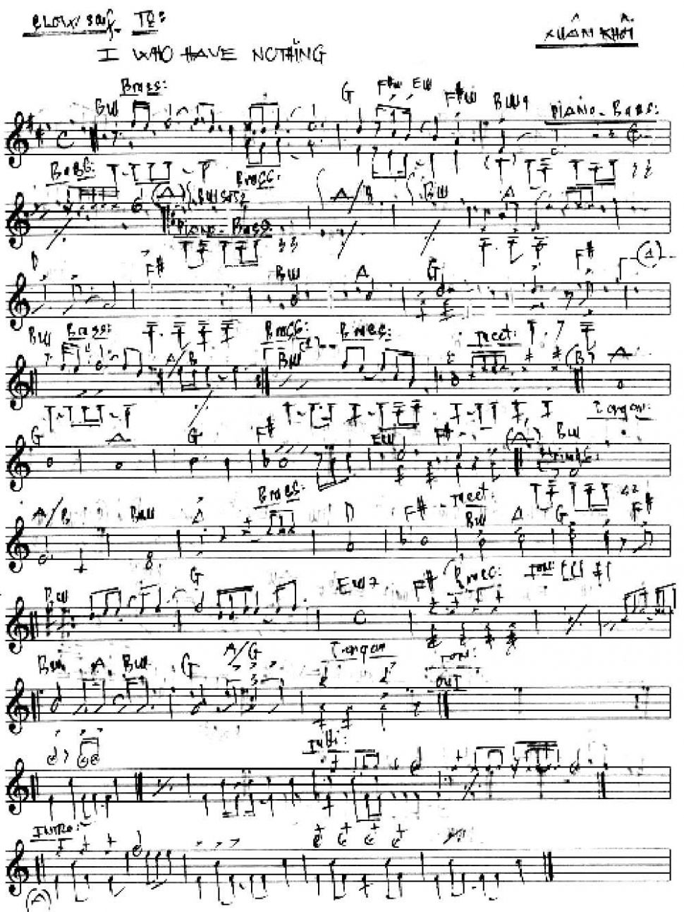 I Who Have Nothing sheet