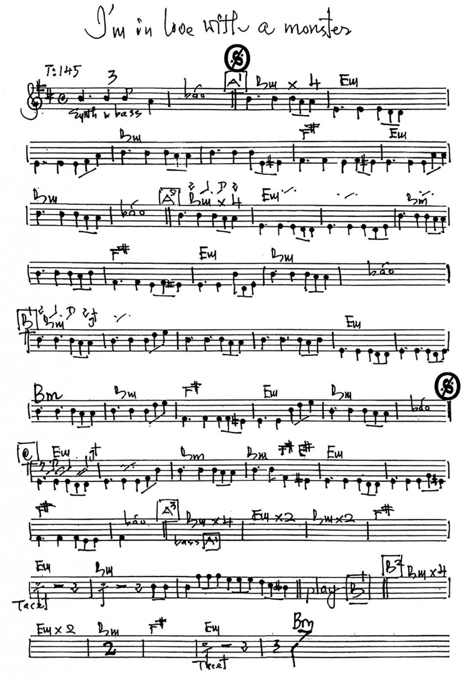 I'm In Love With A Monster sheet