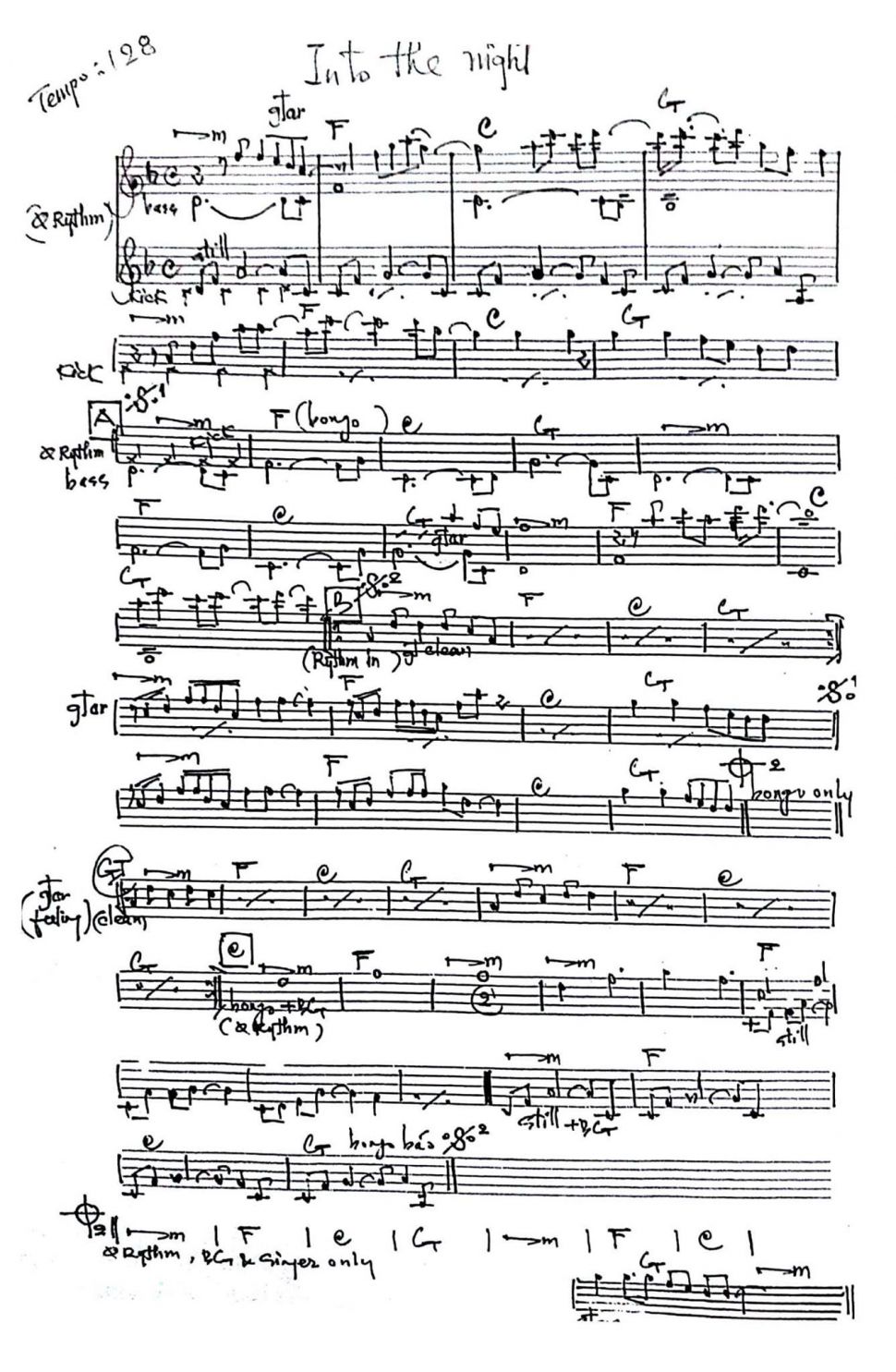 In To The Night sheet