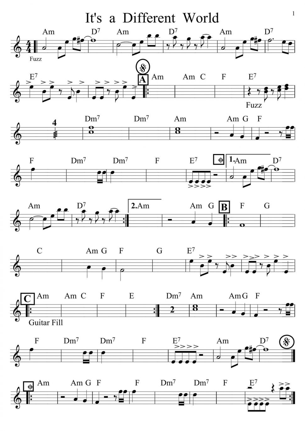 It's A Different World sheet