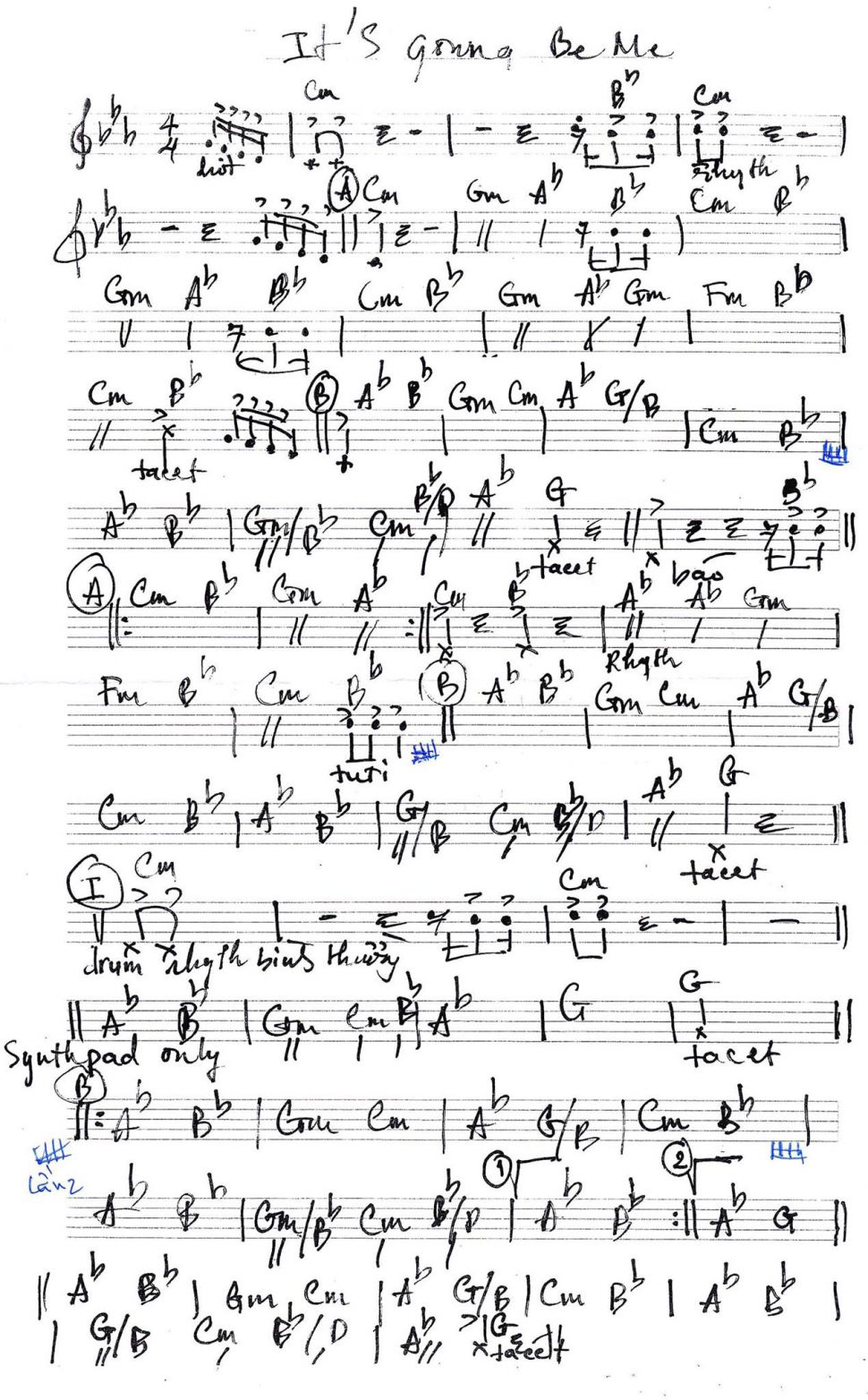 It's Going Be Me sheet