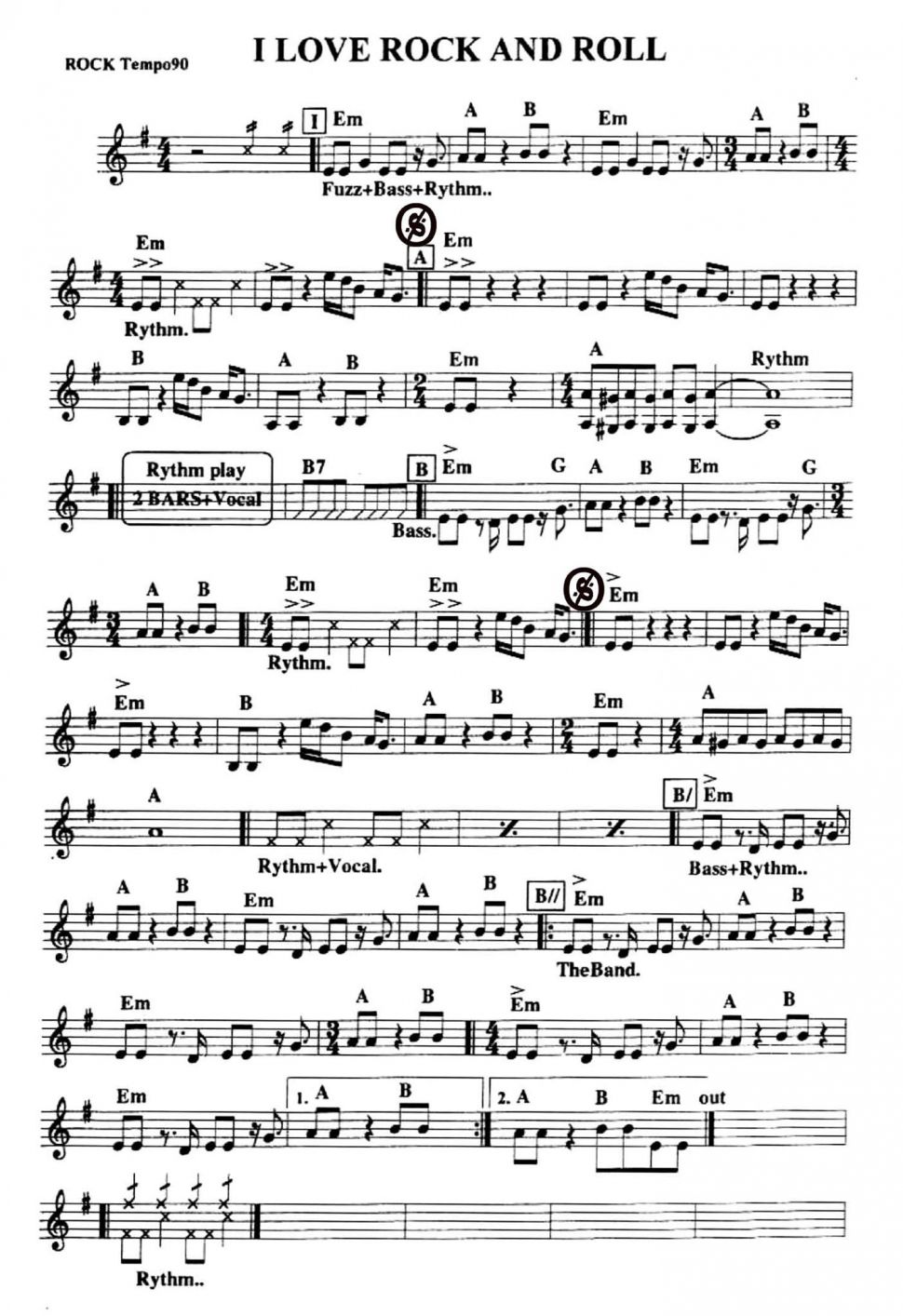 I Love Rock And Roll sheet