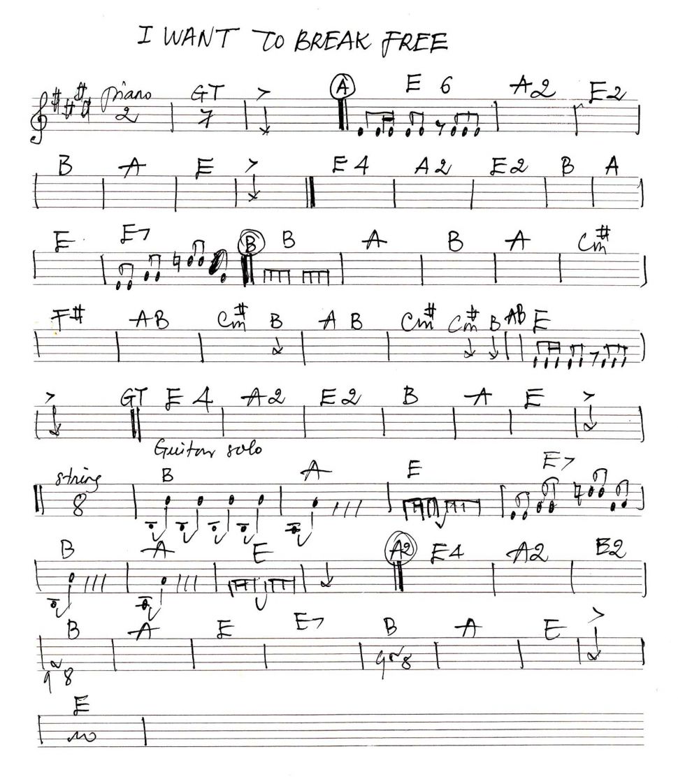 I Want To Break Free sheet