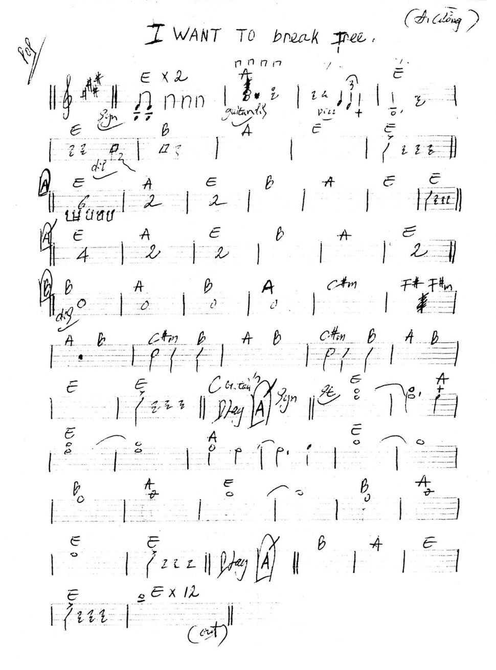 I Want To Break Free sheet