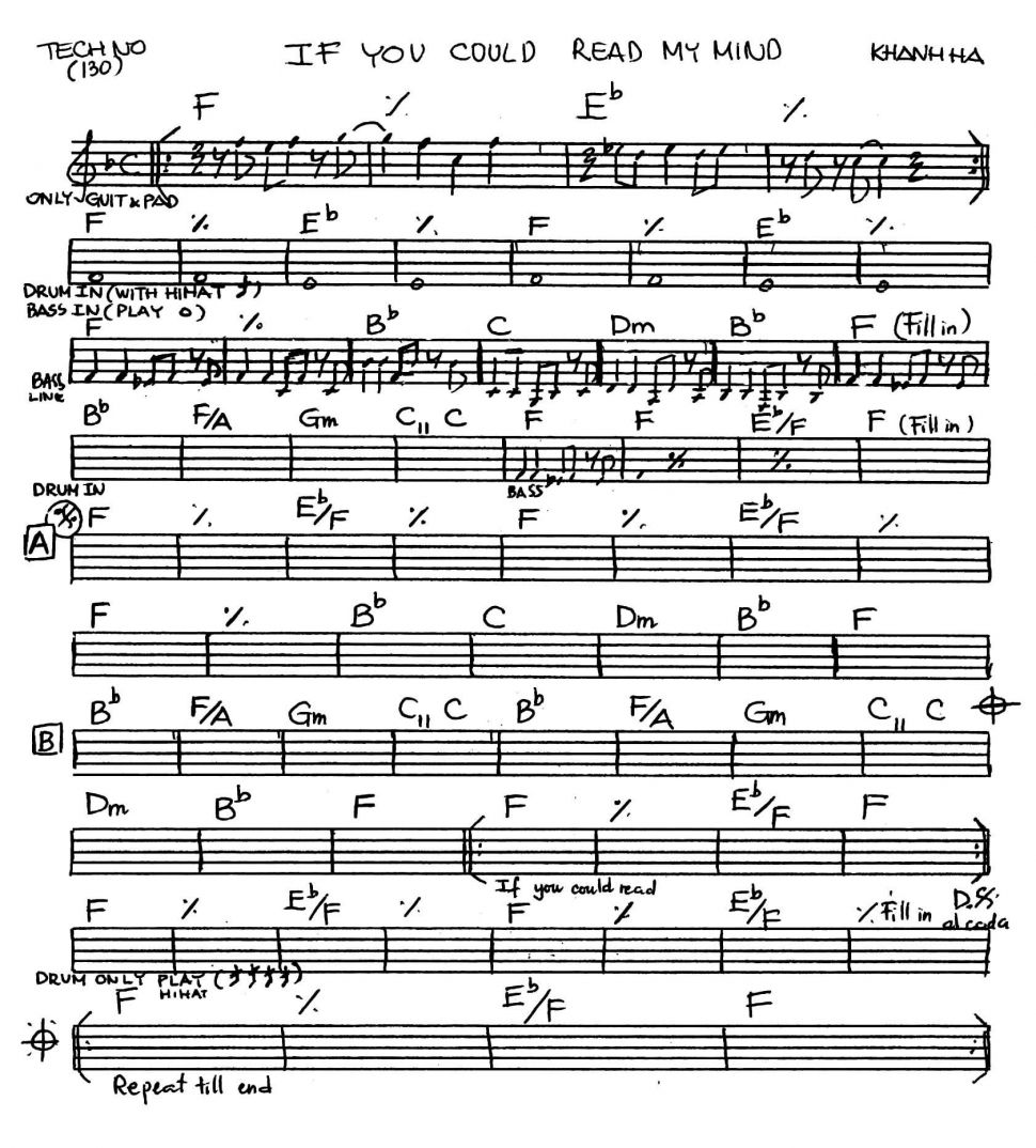 If You Could Read My Mind sheet