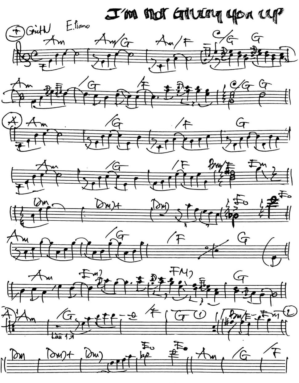 I'm Not Going You Up sheet