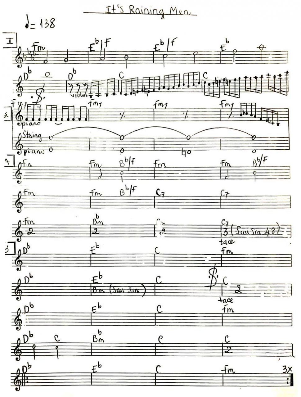 It's Raining Men sheet