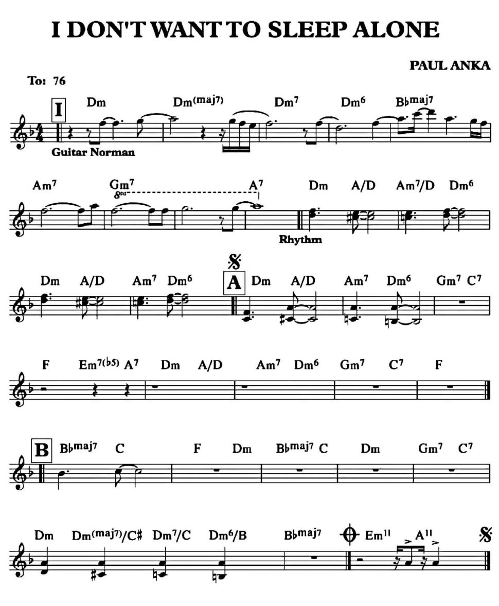 I Don't Want To Sleep Alone sheet