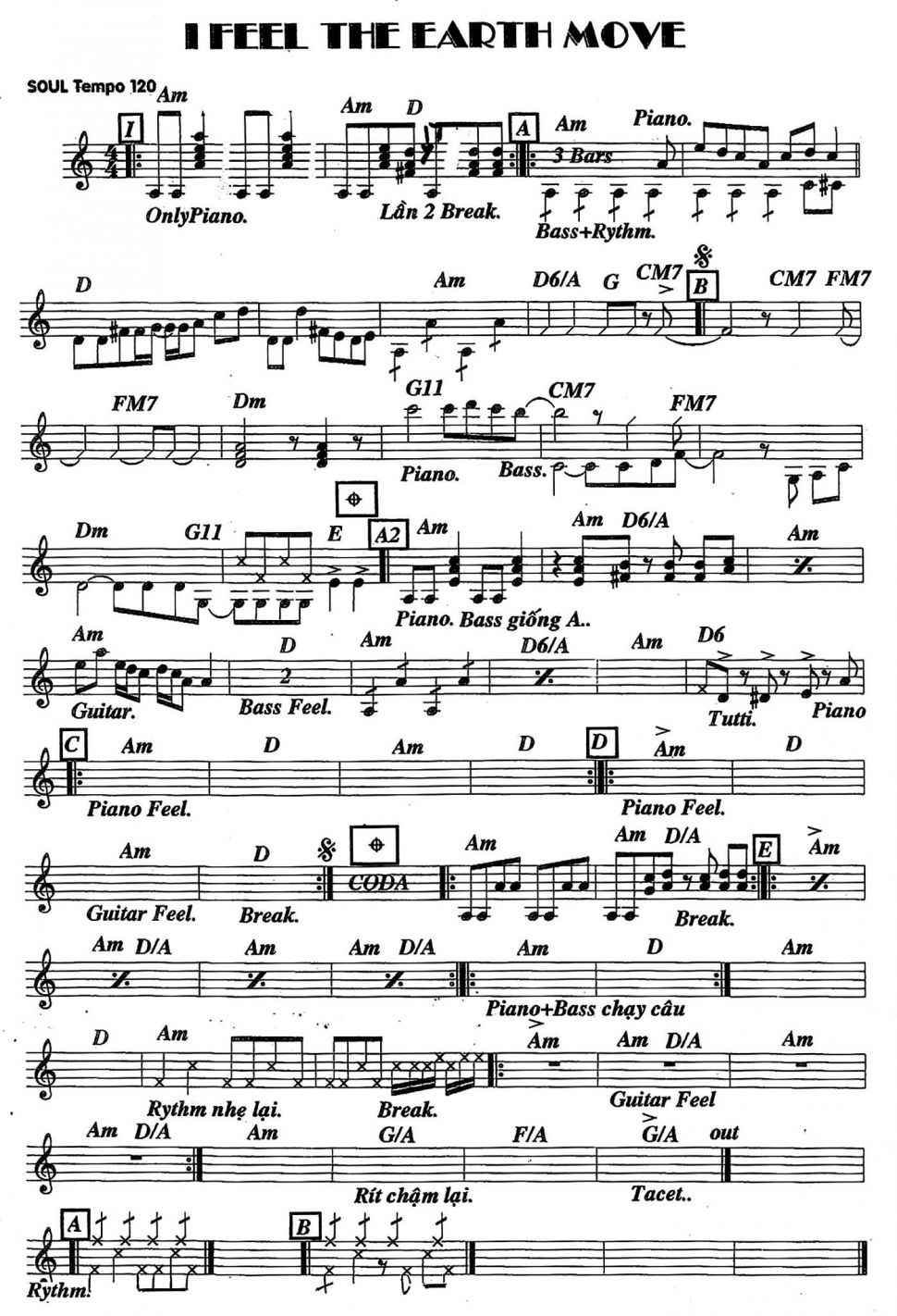 I Feel Earth Move sheet
