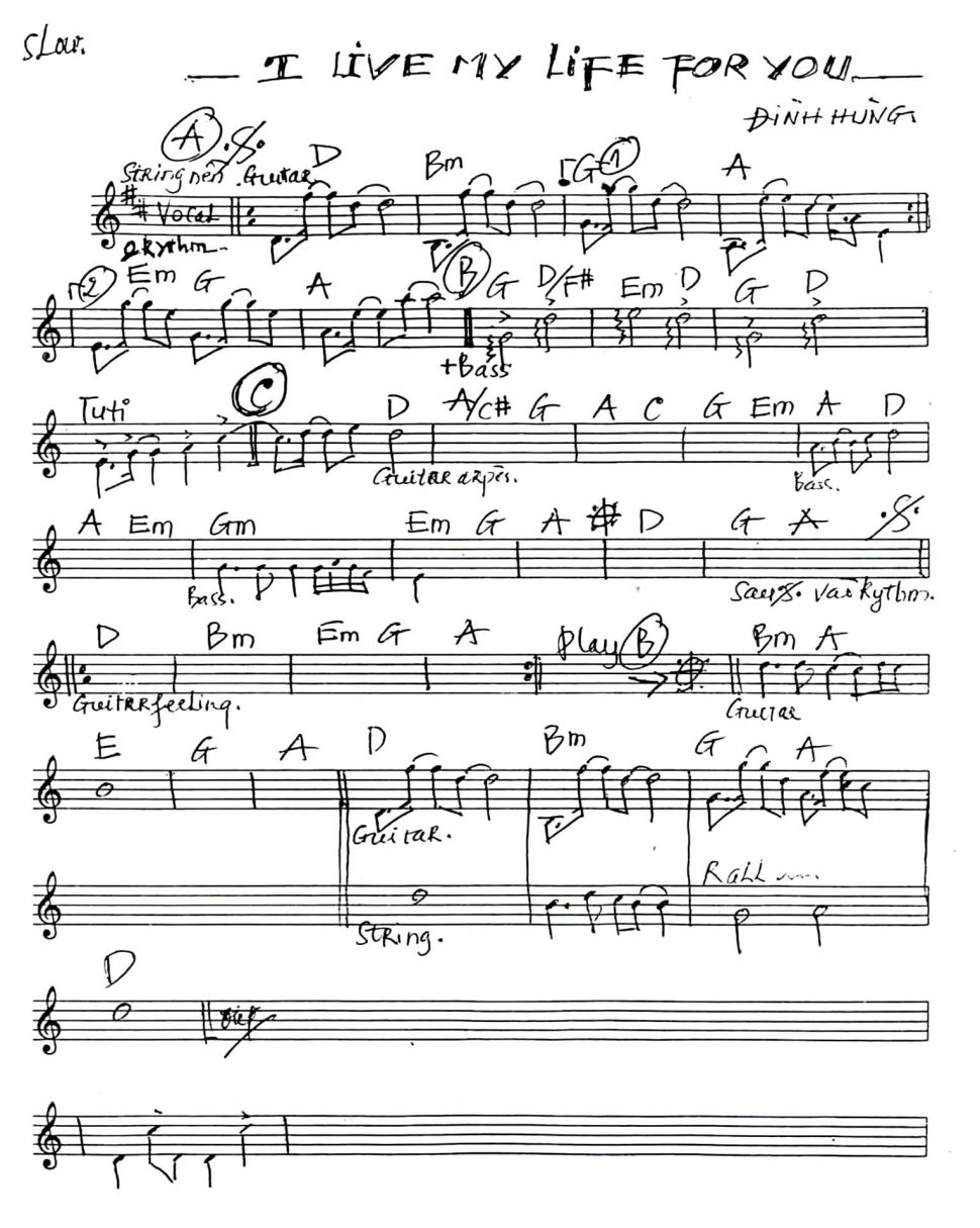 I Live My Life For You sheet