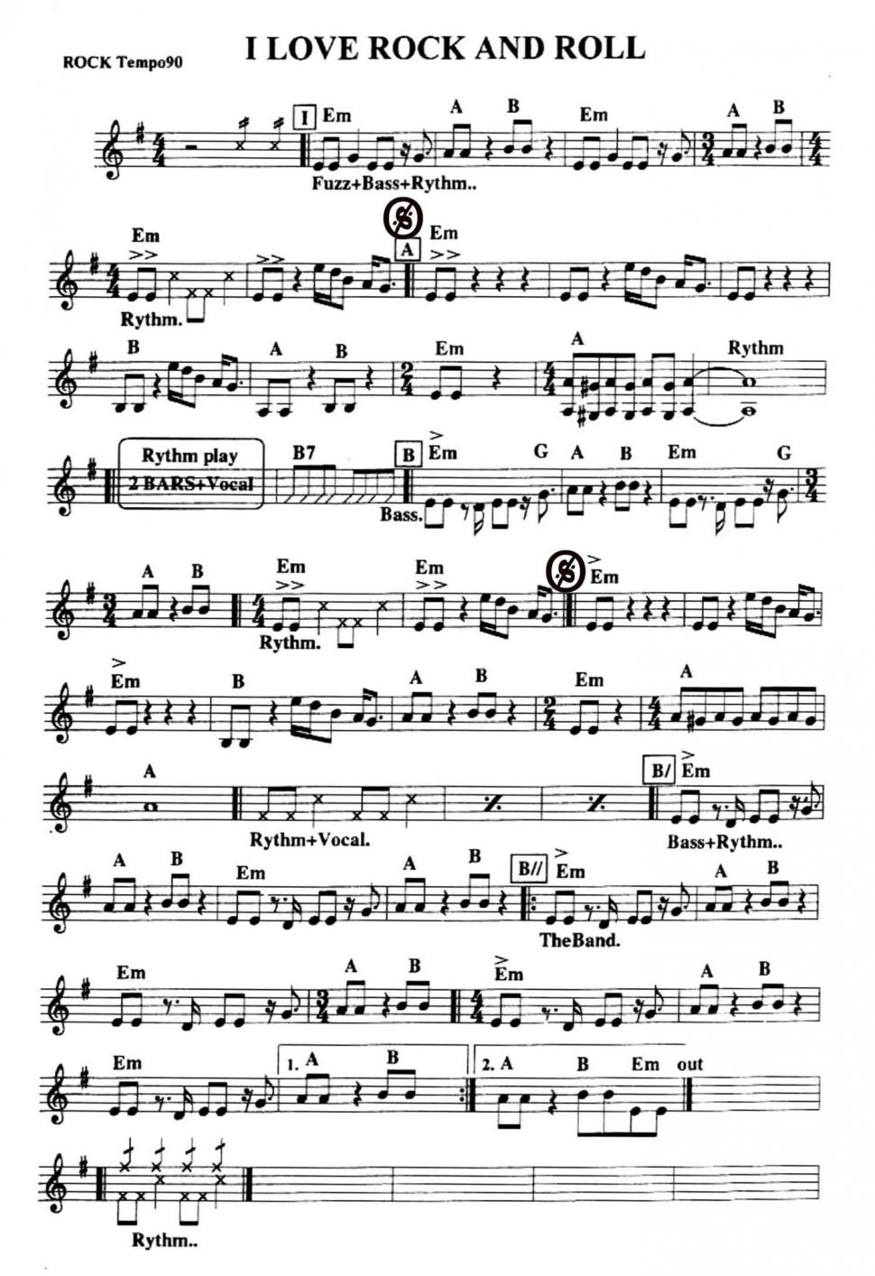 I Love Rock And Roll sheet