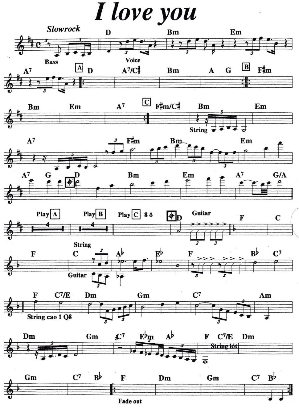 I Love You sheet