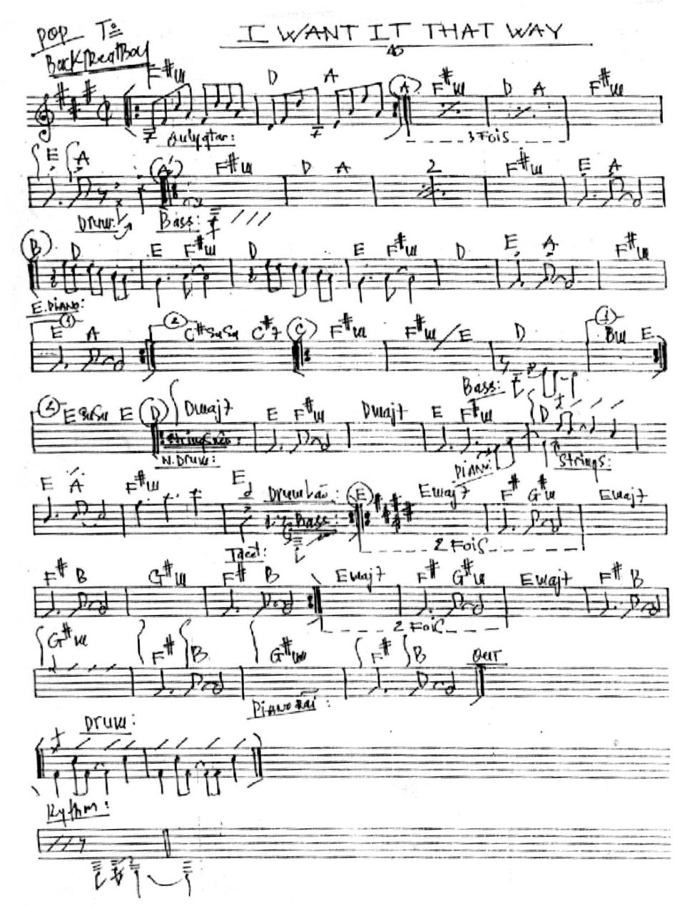 I Want It That Way sheet