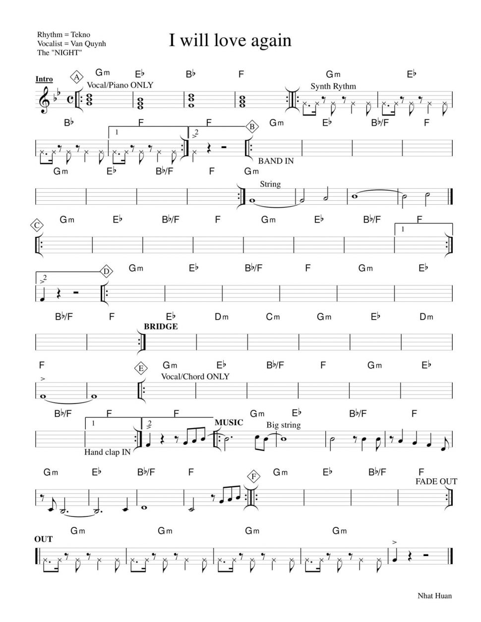 I Will Love Again sheet