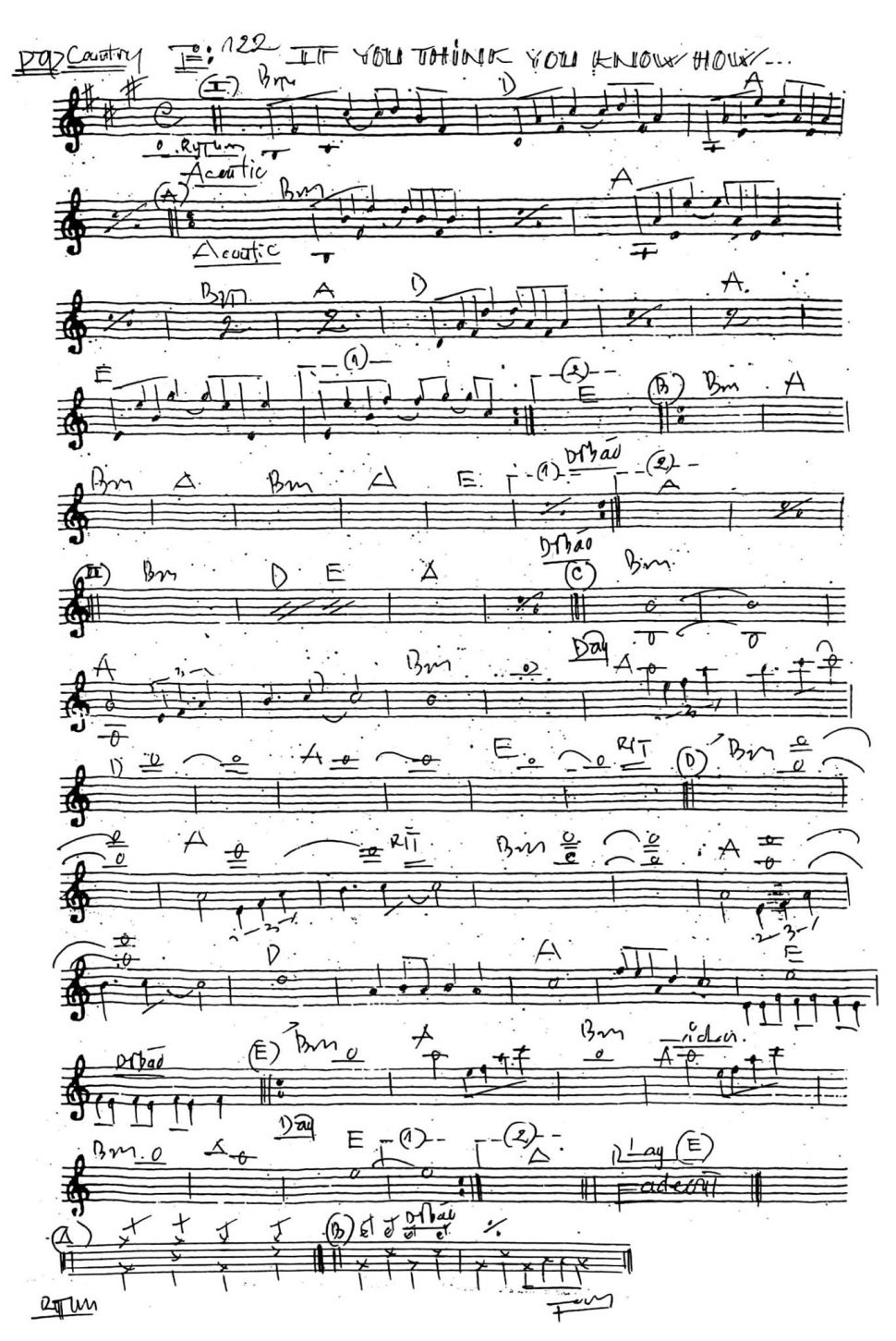 If You Thik You Know How sheet